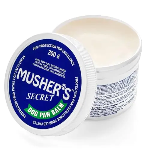 Musher's Secret dog paw balm in blue tin
