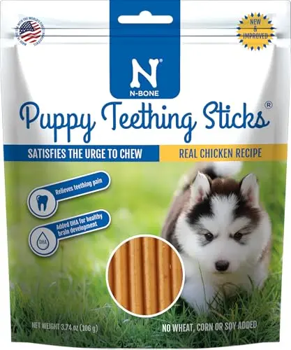 N-Bone Puppy Teething Treats stick-shaped chicken flavor