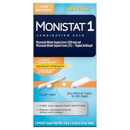 Monistat 1 Day yeast infection treatment with ovule insert and anti-itch cream