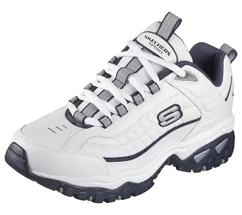 Skechers Energy Afterburn men's lace-up sneaker in white and navy