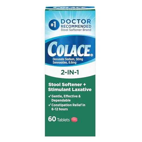 Colace 2-in-1 stool softener plus stimulant laxative capsules
