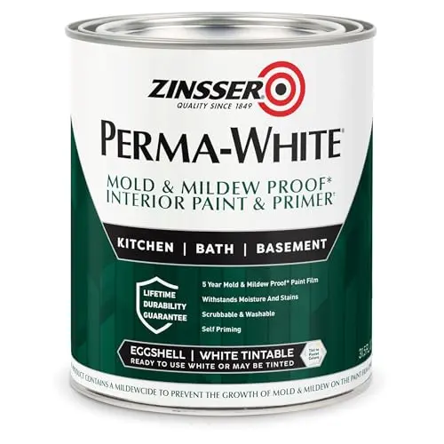 Zinsser PERMA-WHITE white paint can for mold and mildew protection