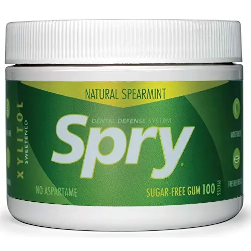 Spry Fresh Natural Xylitol Chewing Gum in spearmint flavor with dental benefits