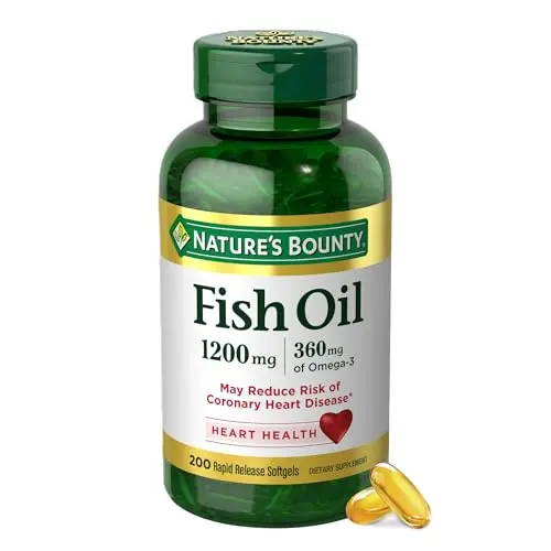 Nature's Bounty fish oil omega-3 softgels for cardiovascular health