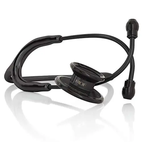 MDF MD One stethoscope in black with stainless steel chestpiece and headset