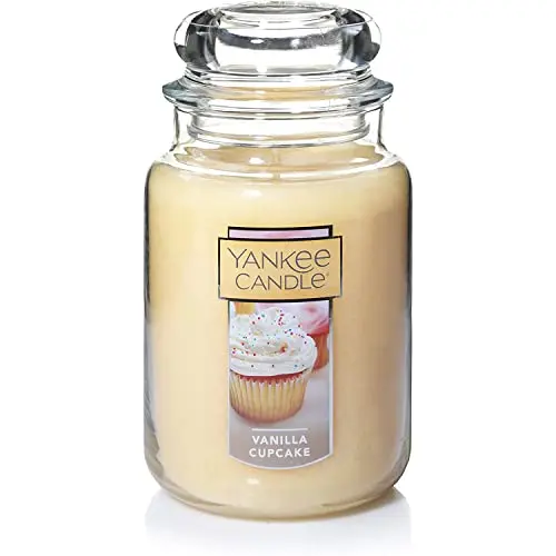 Yankee Candle Vanilla Cupcake scented candle in cream jar