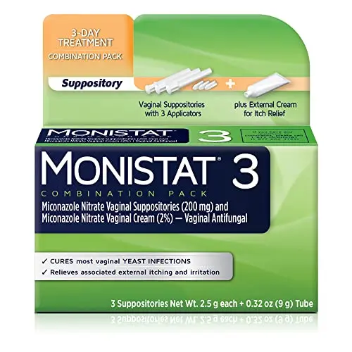 Monistat 3 Day yeast infection treatment with suppositories and cream