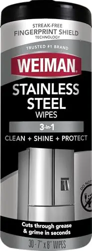 Weiman stainless steel cleaning wipes in portable canister