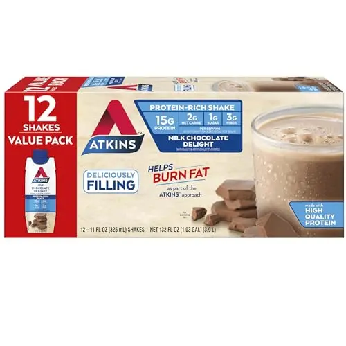 Atkins Milk Chocolate Delight protein shake bottle