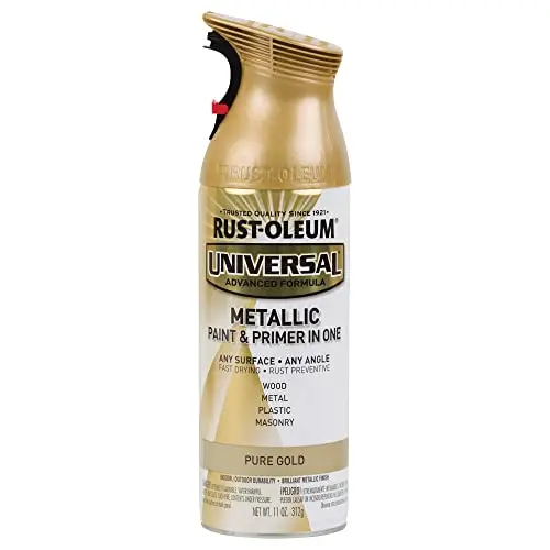 Rust-Oleum Universal Metallic spray paint can in pure gold