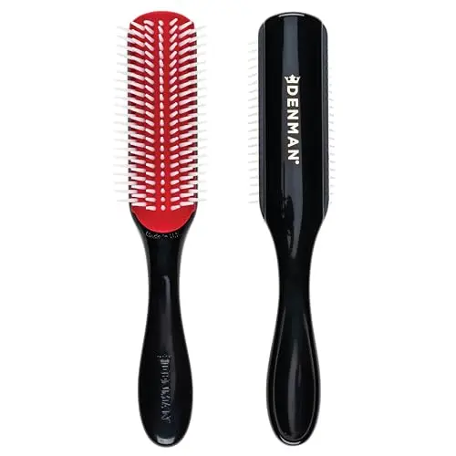 Denman D3 7-row styling brush for curly hair in black and red