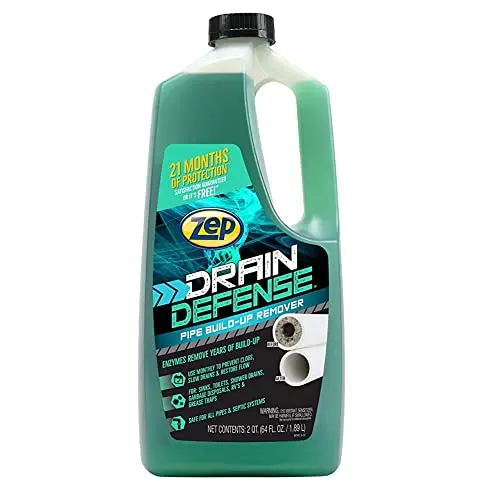 Zep Drain Defense pipe build-up remover liquid bottle