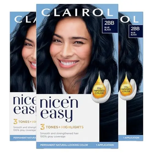 Clairol Nice'n Easy Blue Black permanent hair dye box