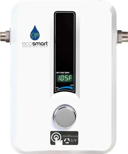 EcoSmart ECO 11 electric tankless water heater mounted on wall