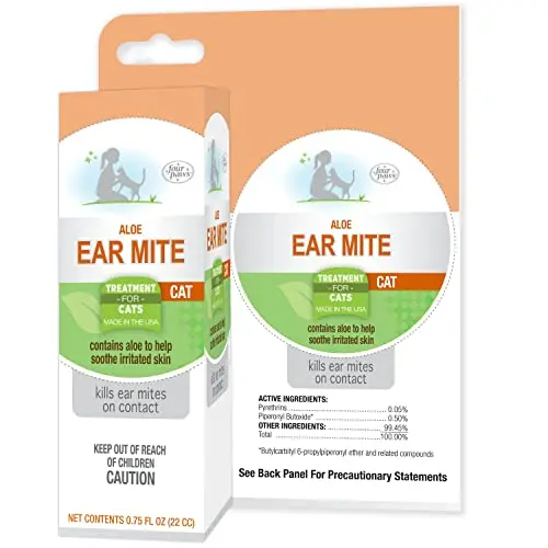 Four Paws Healthy Promise ear mite remedy bottle for cats