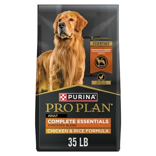 Purina Pro Plan shredded blend dog food with chicken and rice formula