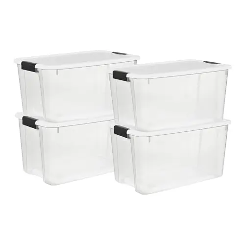 Sterilite plastic storage bins with secure latching lids