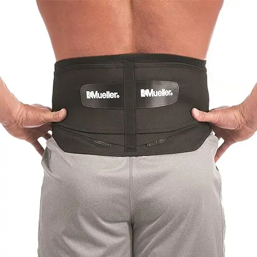 MUELLER back brace with removable lumbar pad and adjustable straps