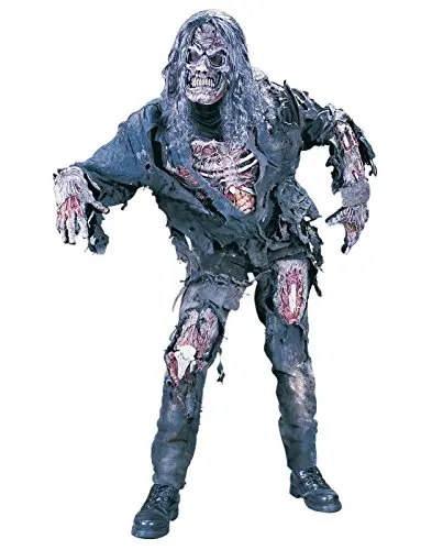 3D zombie costume with bones and mask