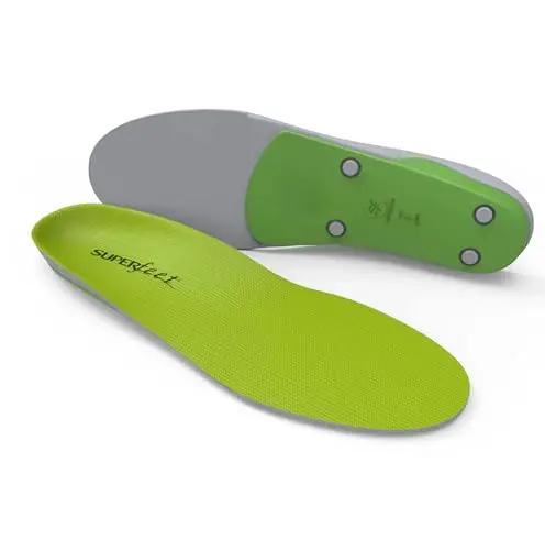 Superfeet green high arch support insoles showing trim-to-fit design
