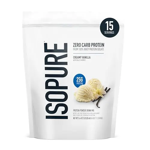 Isopure Zero Carb Creamy Vanilla protein powder bag