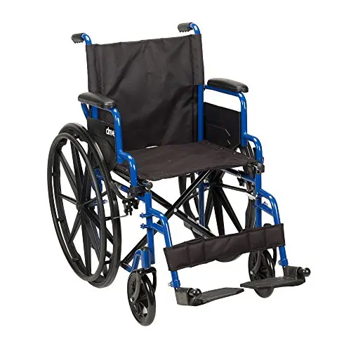 Drive Medical Blue Streak lightweight wheelchair with swing-away footrests
