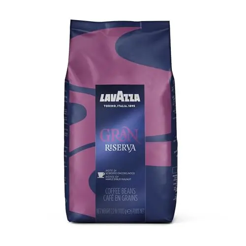 Lavazza Gran Riserva dark roast whole bean coffee with maple syrup notes