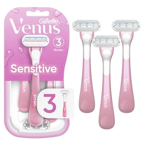Gillette Venus Sensitive disposable women's razors in a pack of three