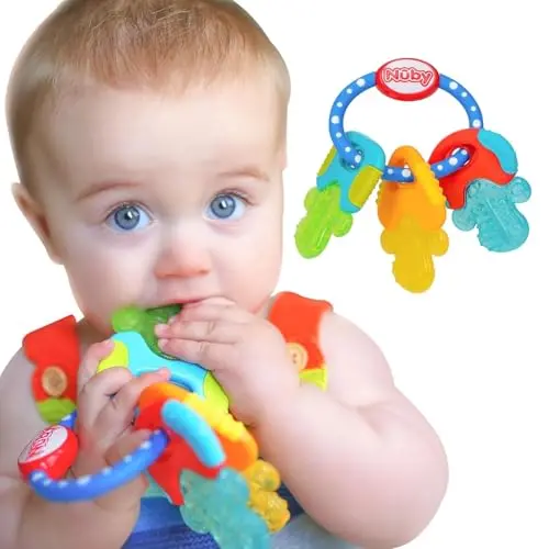 Nuby ice gel teether keys in blue silicone