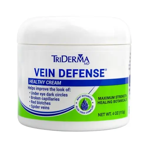 TriDerma Vein Defense Cream bottle showing white packaging