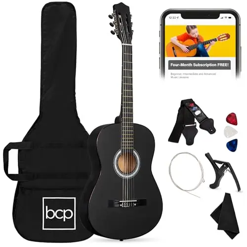 Best Choice Products black acoustic guitar with full accessory package