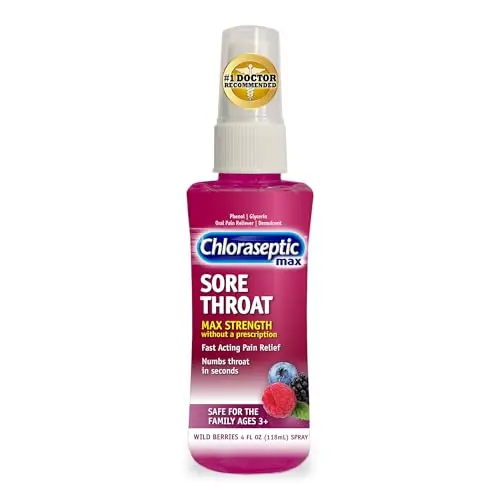 Chloraseptic max strength sore throat spray bottle with wild berries flavor