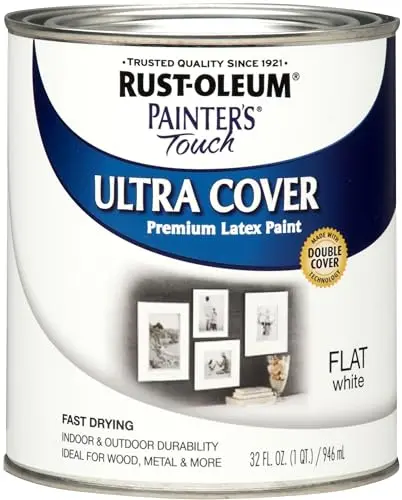 Rust-Oleum Painter's Touch white paint can for indoor and outdoor use