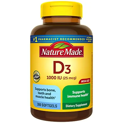 Nature Made Vitamin D3 1000 IU softgels bottle