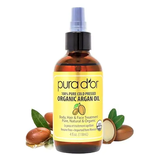 PURA D'OR Organic Moroccan Argan Oil in amber bottle