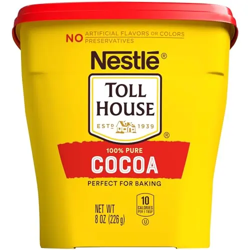 Nestle Toll House cocoa powder in 8 oz plastic canister