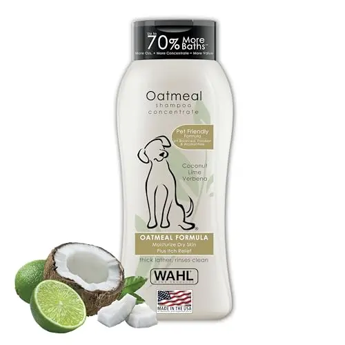 Wahl oatmeal formula pet shampoo bottle for dog itch relief