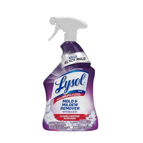Lysol Mold and Mildew Remover spray bottle with bleach