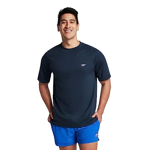 Speedo men's loose fit UV swim shirt in navy blue