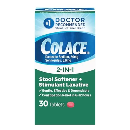 Colace 2-in-1 stool softener and stimulant laxative tablets