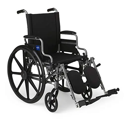 Medline lightweight wheelchair with elevating leg rests in gray