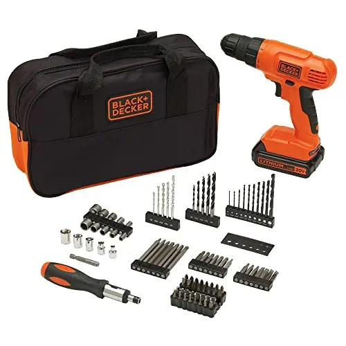 BLACK+DECKER 20V MAX cordless drill driver with extensive bit set