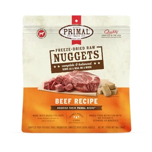 Primal freeze-dried raw dog food nuggets beef flavor