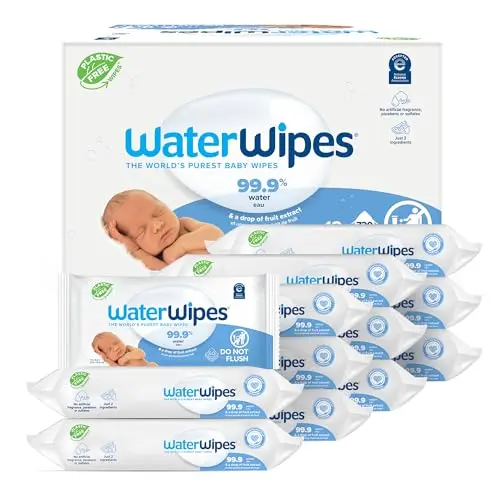WaterWipes baby wipes package showing pure water formula