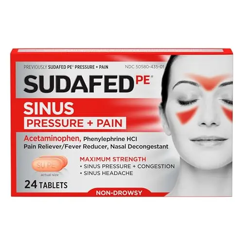Sudafed PE Sinus Pressure and Pain relief tablets