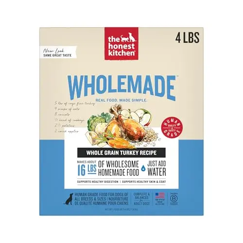 The Honest Kitchen Wholemade dehydrated dog food box with turkey recipe