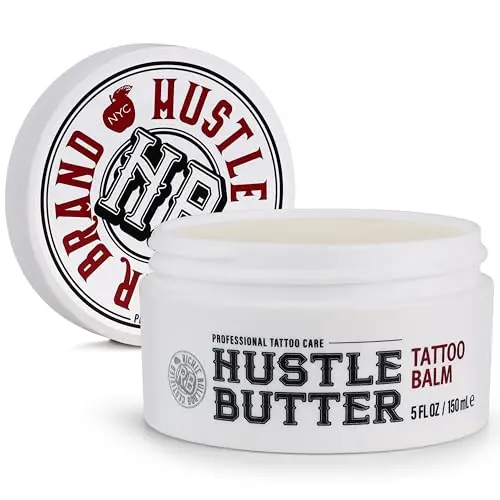 Hustle Butter tattoo aftercare balm jar with natural ingredients