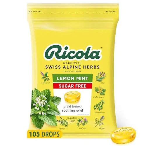 Ricola Sugar Free Lemon Mint Herbal Cough Drops bag