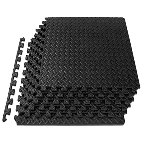 ProsourceFit interlocking foam floor tiles in black checkered pattern