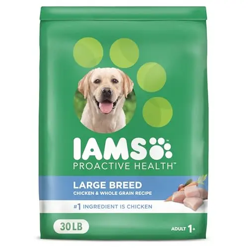 Iams Large Breed Adult dry dog food bag with chicken formula